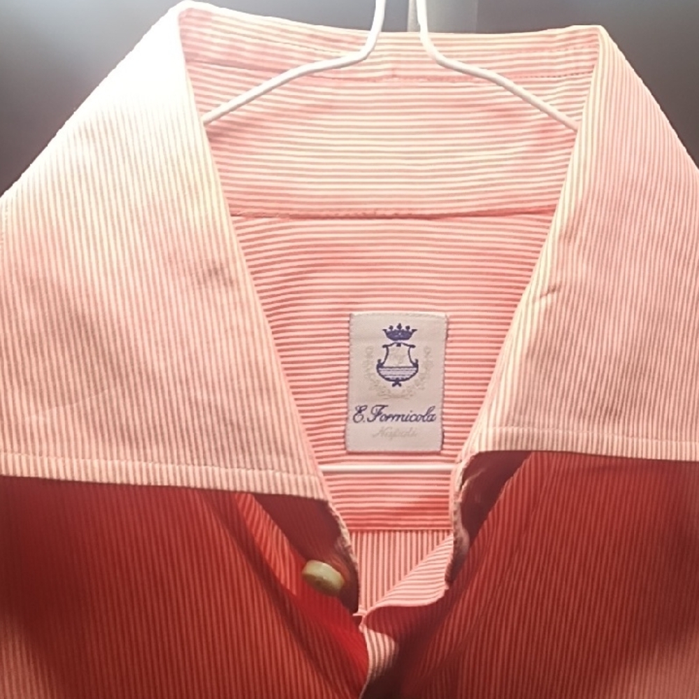 E. Formicola Red & White Striped Button-Up Shirt